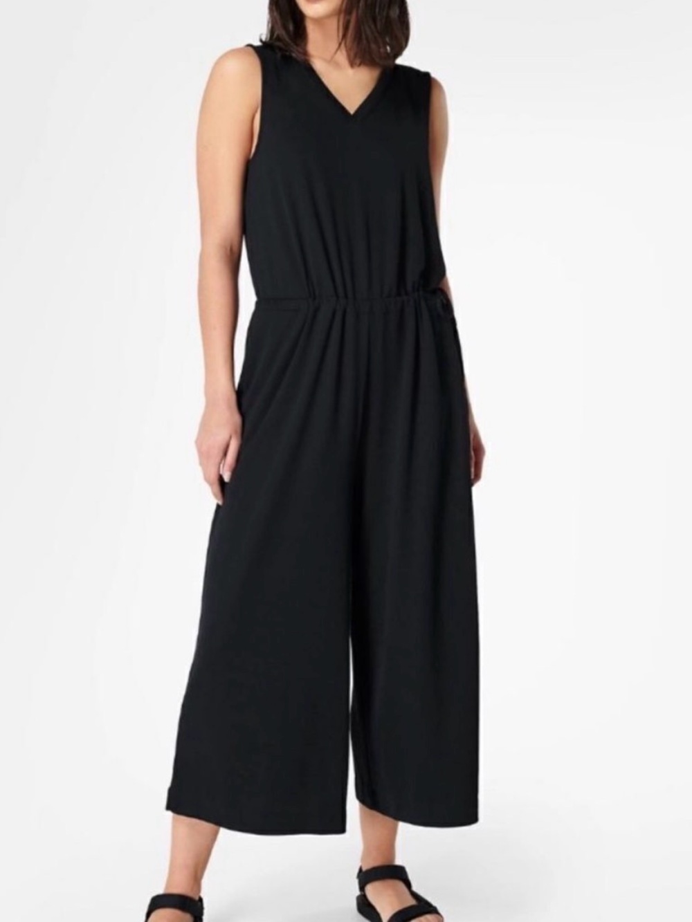 NWT Sweaty Betty Cruise Cupro Stretch Knit V Neck Sleeveless Jumpsuit Jumper M - Picture 2 of 9